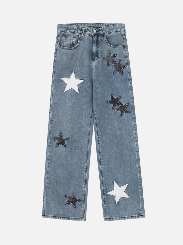 TALISHKO - American Vintage Star Patch Embroidered Straight-Leg Jean, streetwear fashion, talishko.com