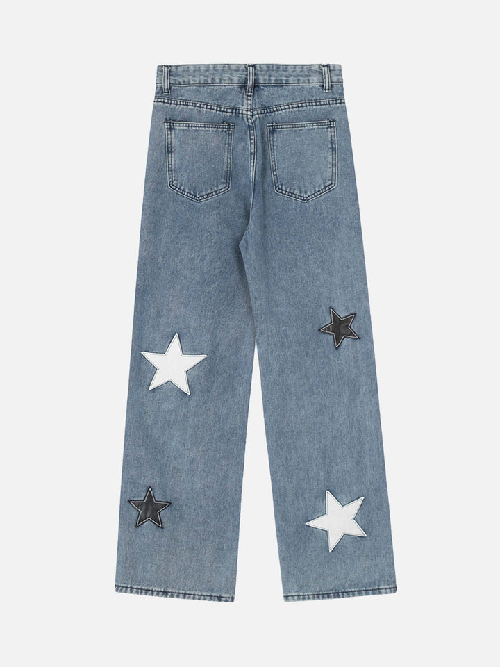 TALISHKO - American Vintage Star Patch Embroidered Straight-Leg Jean, streetwear fashion, talishko.com