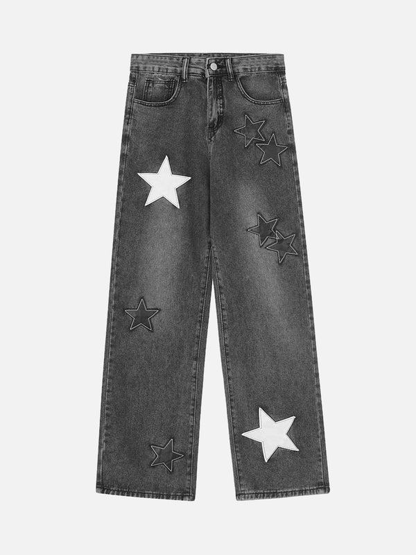 TALISHKO - American Vintage Star Patch Embroidered Straight-Leg Jean, streetwear fashion, talishko.com