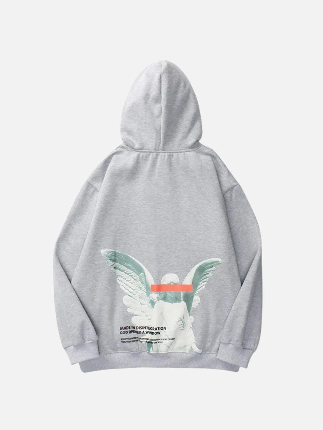 Light gray hoodie featuring an angel print on the back, crafted by TALISHKO for urban style.
