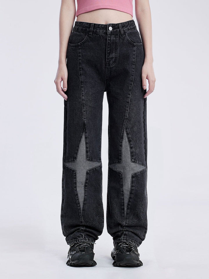 TALISHKO - Applique Diamond Star Jeans, streetwear fashion, talishko.com