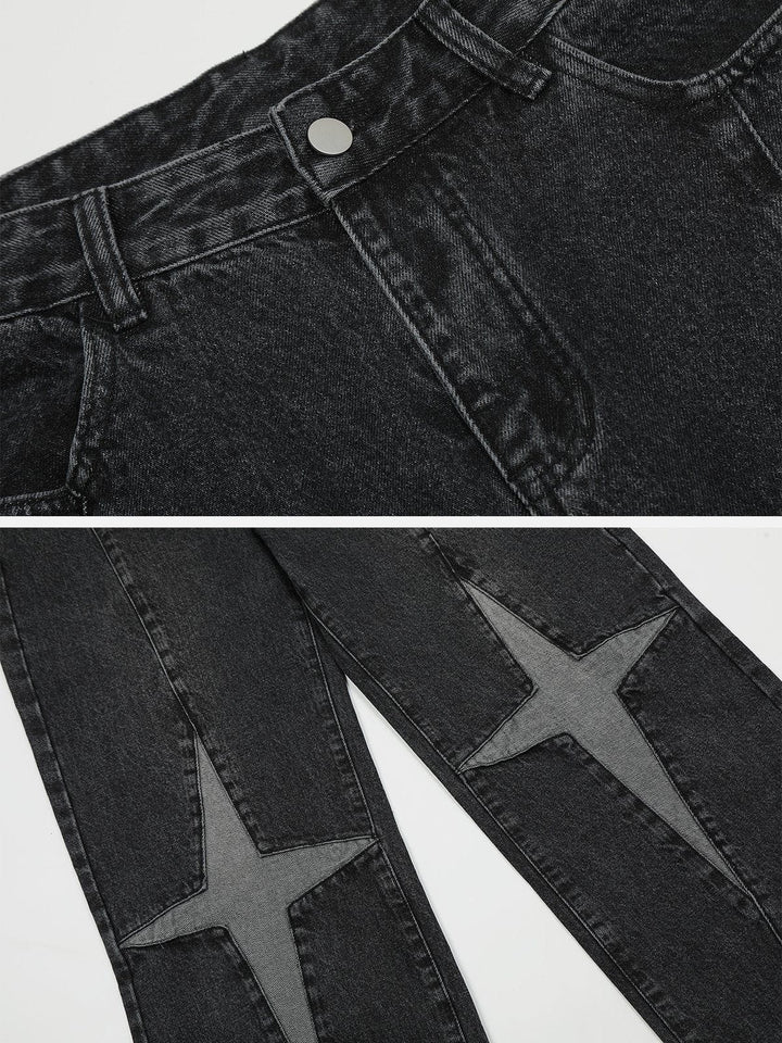 TALISHKO - Applique Diamond Star Jeans, streetwear fashion, talishko.com