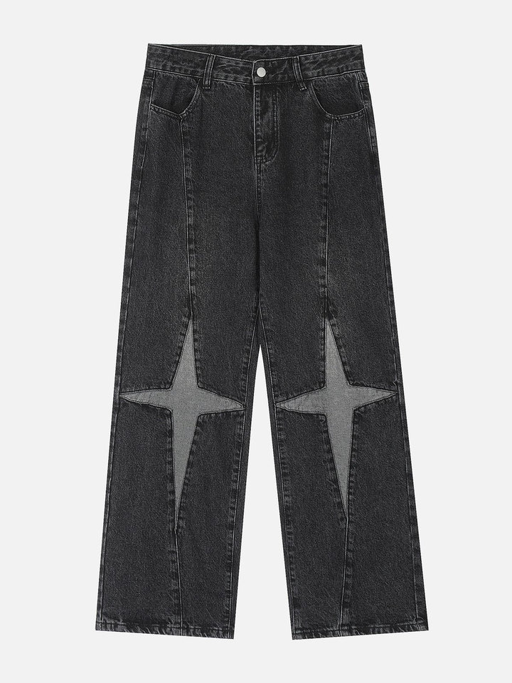 TALISHKO - Applique Diamond Star Jeans, streetwear fashion, talishko.com