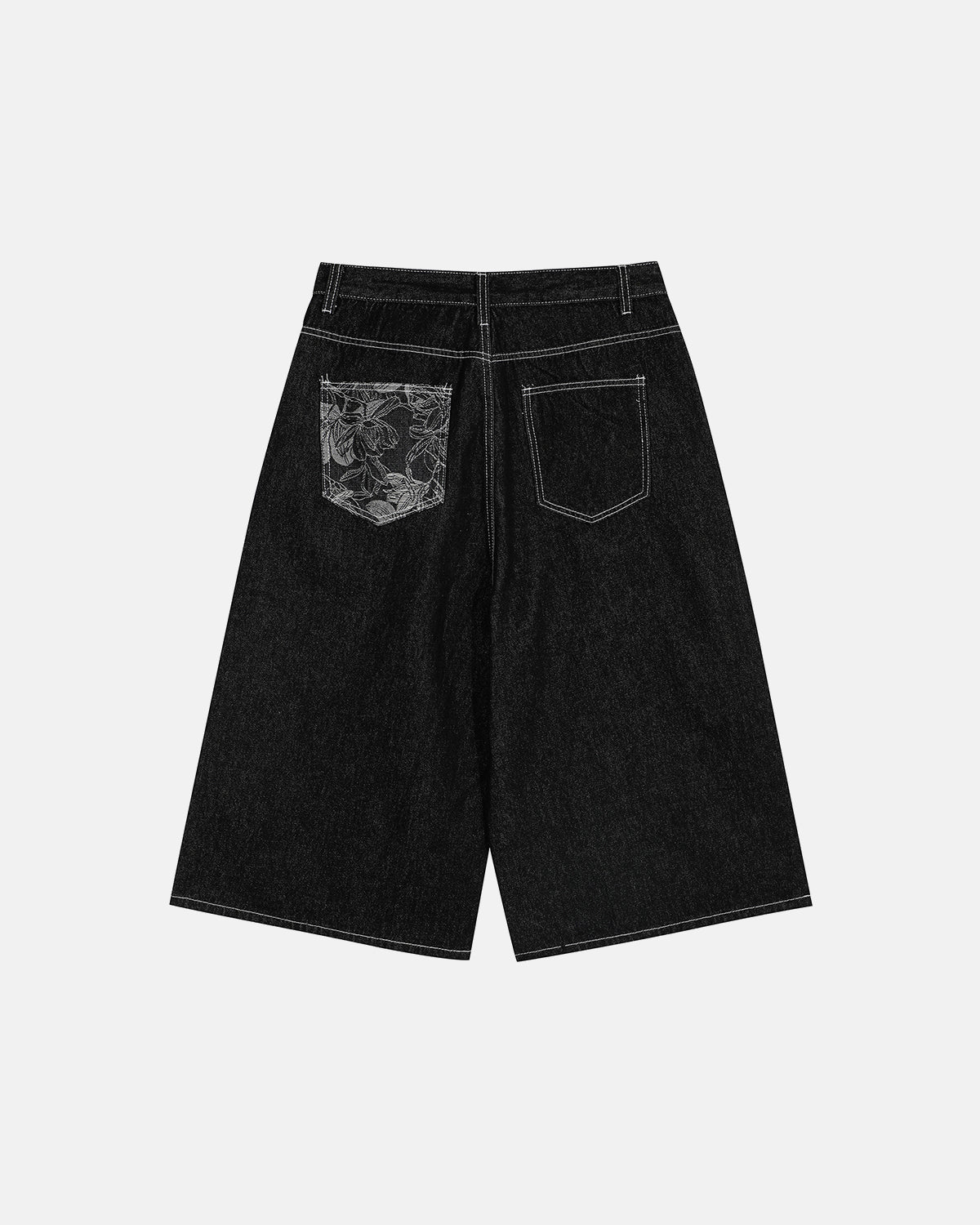 5-Pocket Embroidered Baggy Jean Shorts | TALISHKO