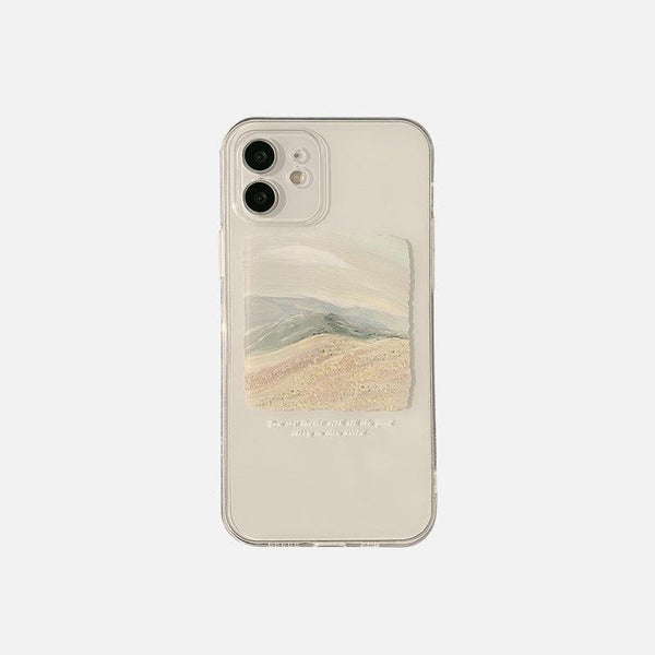 TALISHKO phone case with a serene beach painting design for iPhone, front view.