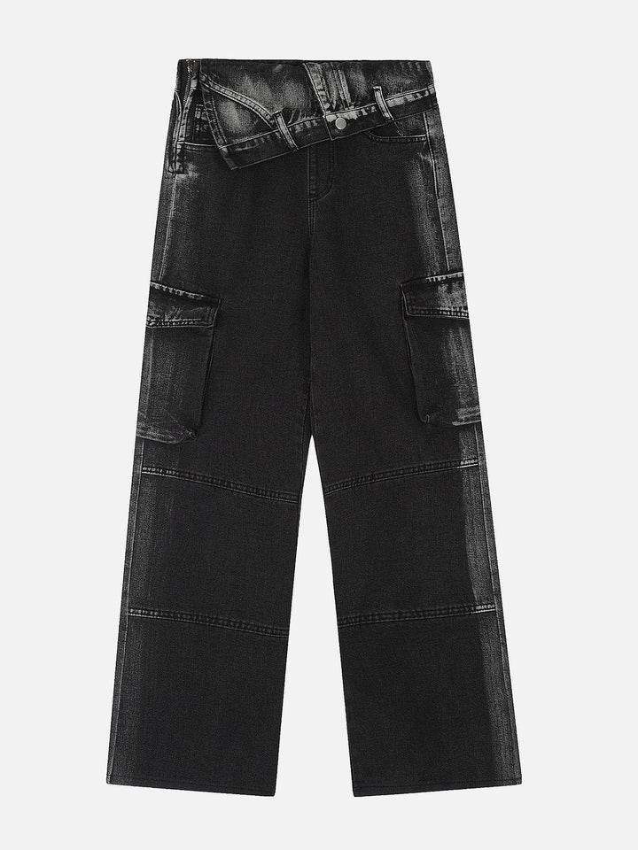 TALISHKO - Big Pocket Irregular Waist Jeans, streetwear fashion, talishko.com