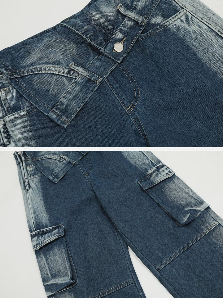 TALISHKO - Big Pocket Irregular Waist Jeans, streetwear fashion, talishko.com