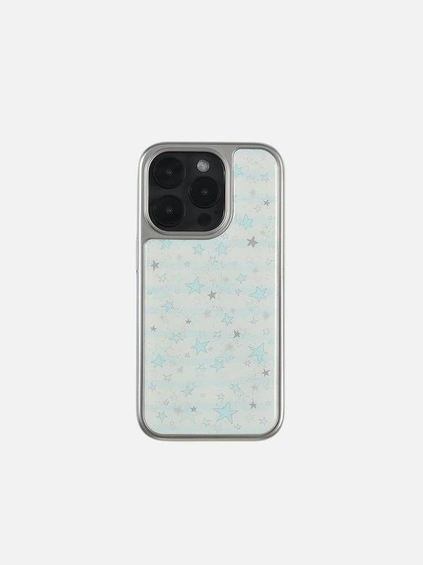 TALISHKO phone case with blue star pattern, front view highlighting sleek design.