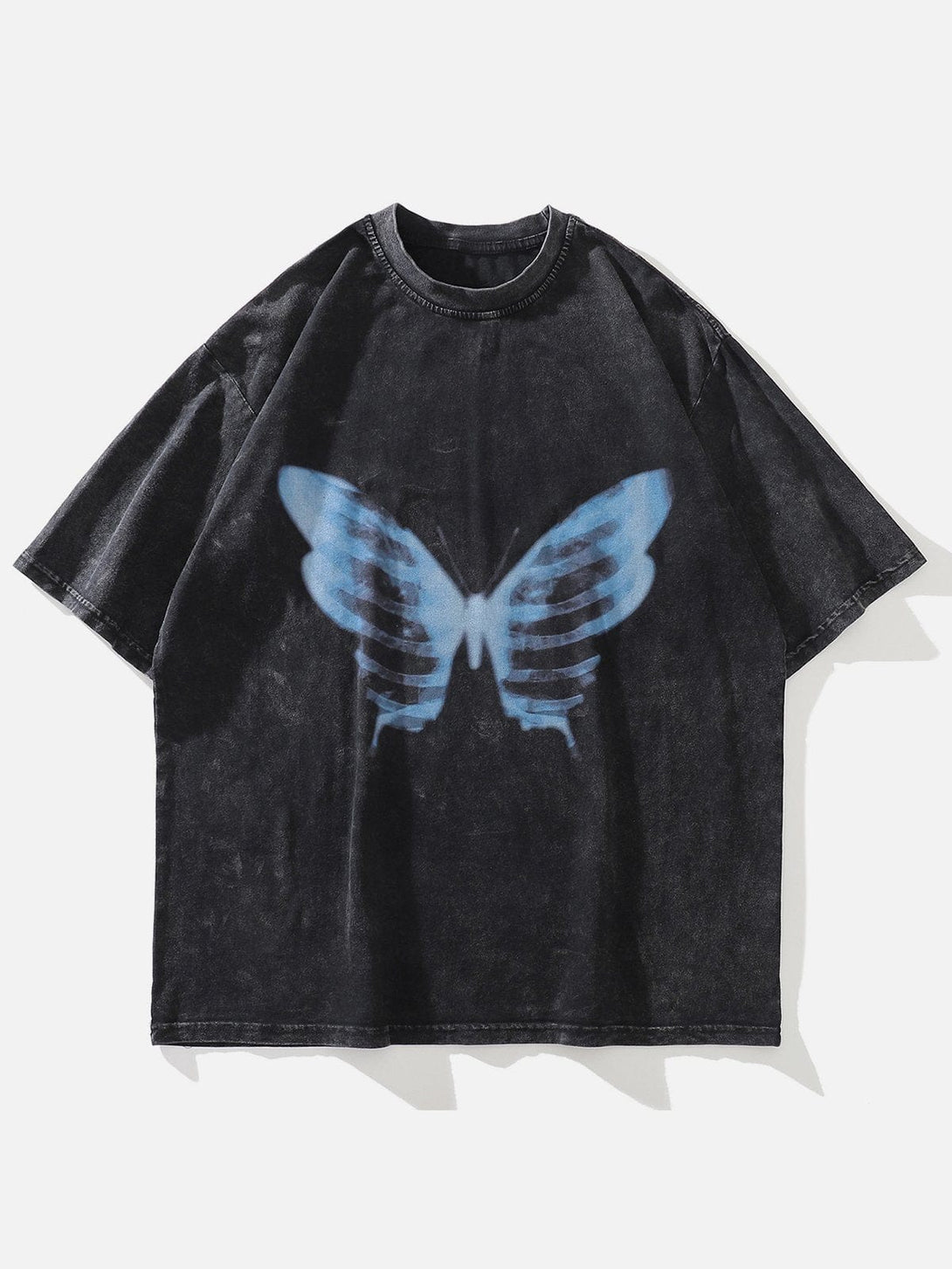 TALISHKO - Bone Butterfly Washed Graphic Tee- streetwear fashion - talishko.com