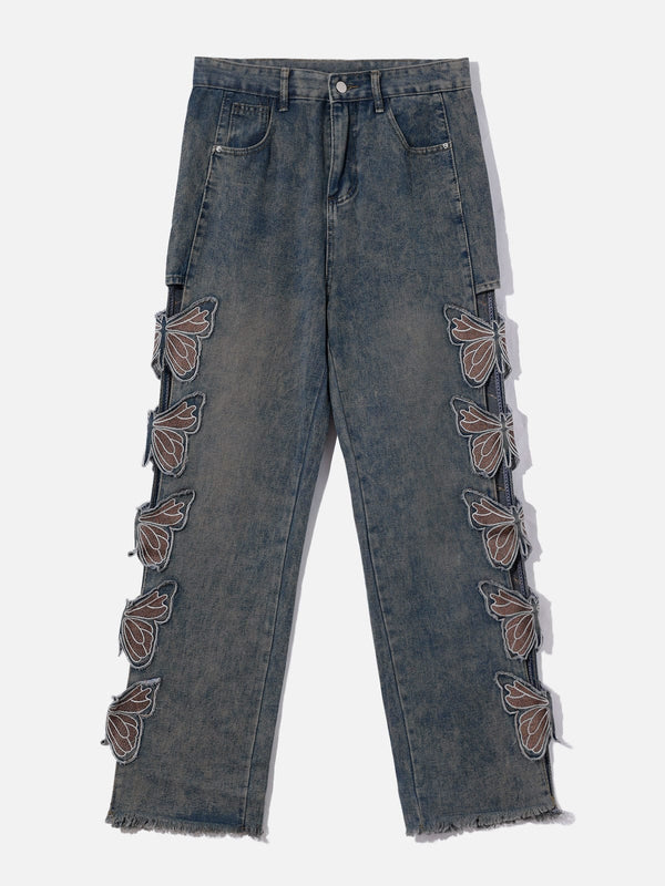 TALISHKO - Butterfly Leg Cutout Jeans - streetwear fashion - talishko.com