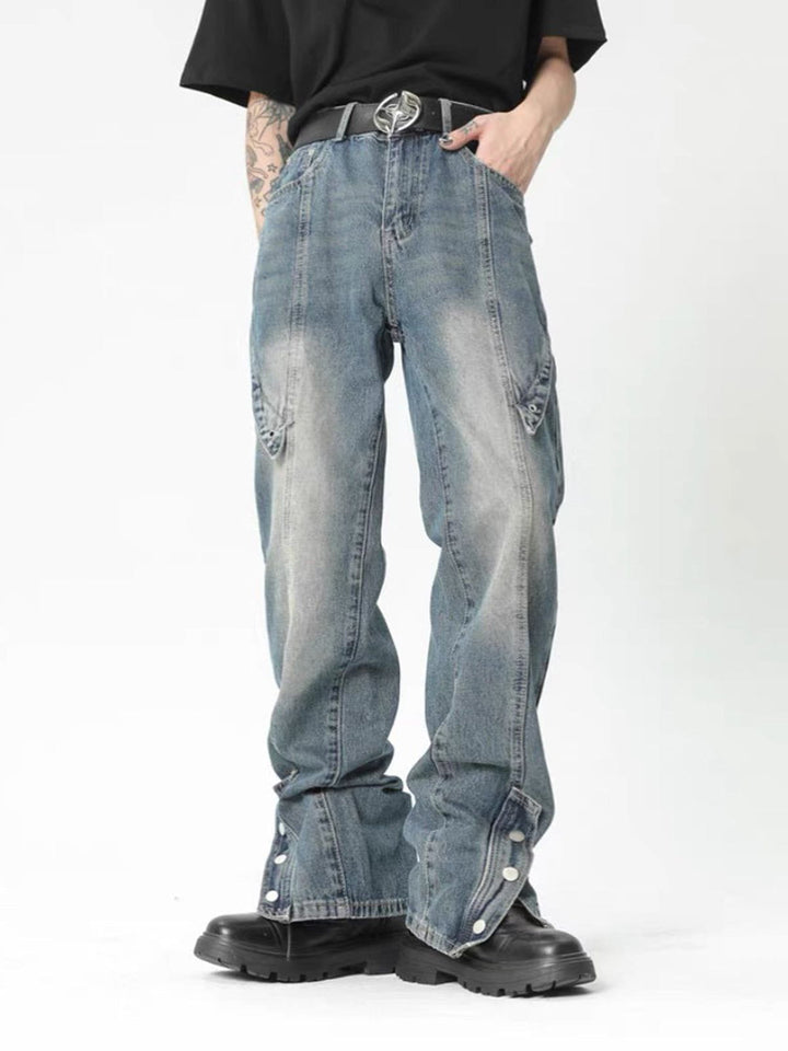 TALISHKO - Button Foot Mouth Straight Jeans, streetwear fashion, talishko.com