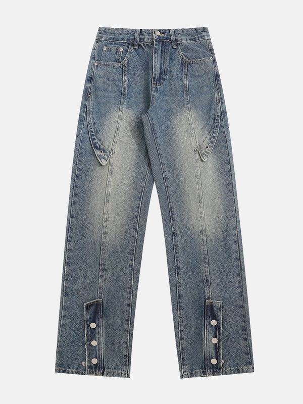 TALISHKO - Button Foot Mouth Straight Jeans, streetwear fashion, talishko.com