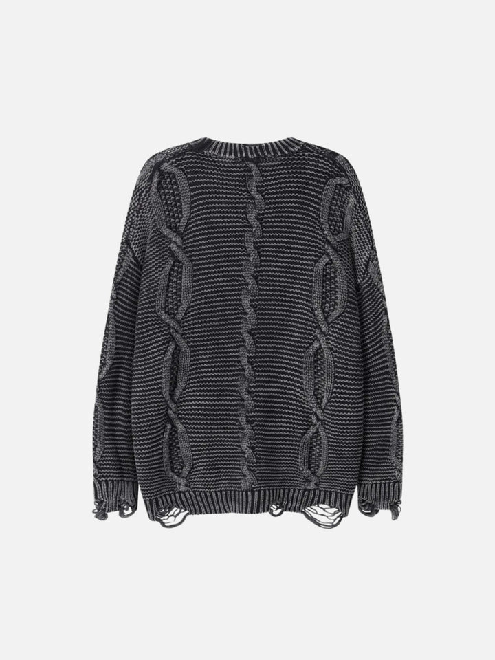 TALISHKO - Cable Knit Ripped Sweater - streetwear fashion - talishko.com