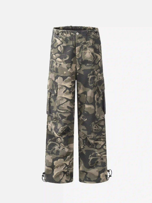 Front view of TALISHKO camouflage work pants featuring multi-pocket design for urban style.