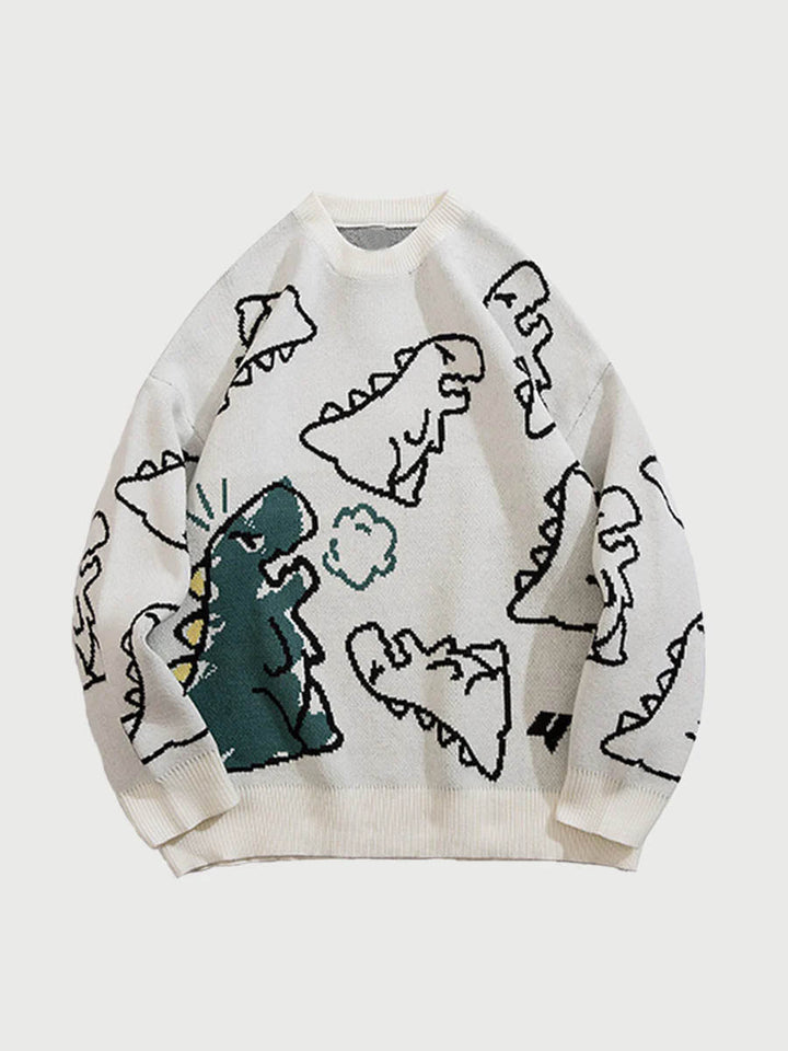 TALISHKO - Cartoon Dinosaur Printed Sweater - streetwear fashion - talishko.com