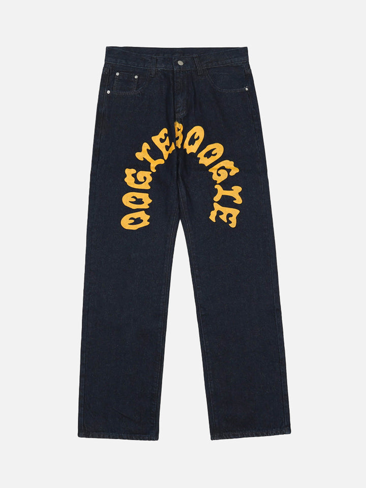 TALISHKO - Cartoon Pocket Print Washed Jeans, streetwear fashion, talishko.com