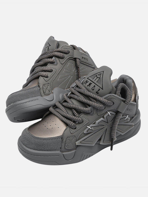 Gray casual preppy sneakers by TALISHKO, showcasing a modern street-inspired design.