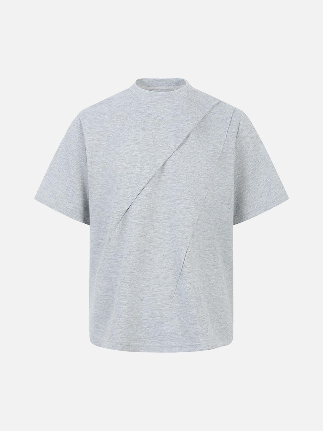Front view of a gray pleated T-shirt by TALISHKO, featuring classic tailoring for a chic look.