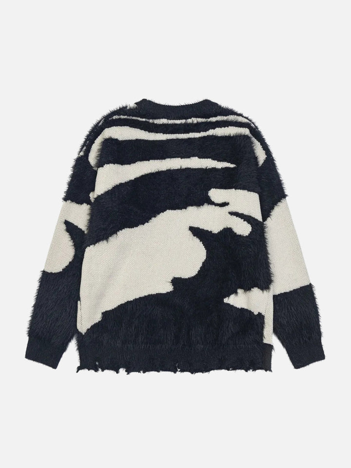 TALISHKO - Color Block Letter Jacquard Sweater - streetwear fashion - talishko.com