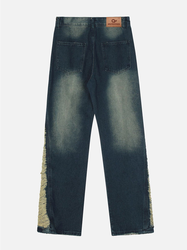 TALISHKO - Colorblock Side Embroidery Jeans, streetwear fashion, talishko.com