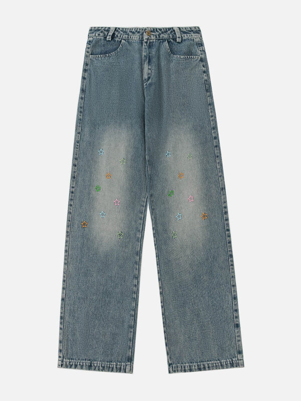 TALISHKO - Colorful Star Loose Jeans, streetwear fashion, talishko.com