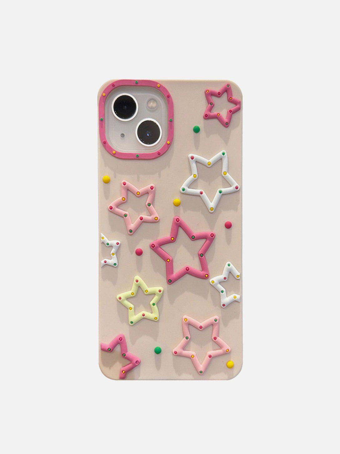 Colorful star phone case with playful design by TALISHKO, featuring vibrant 3D stars.