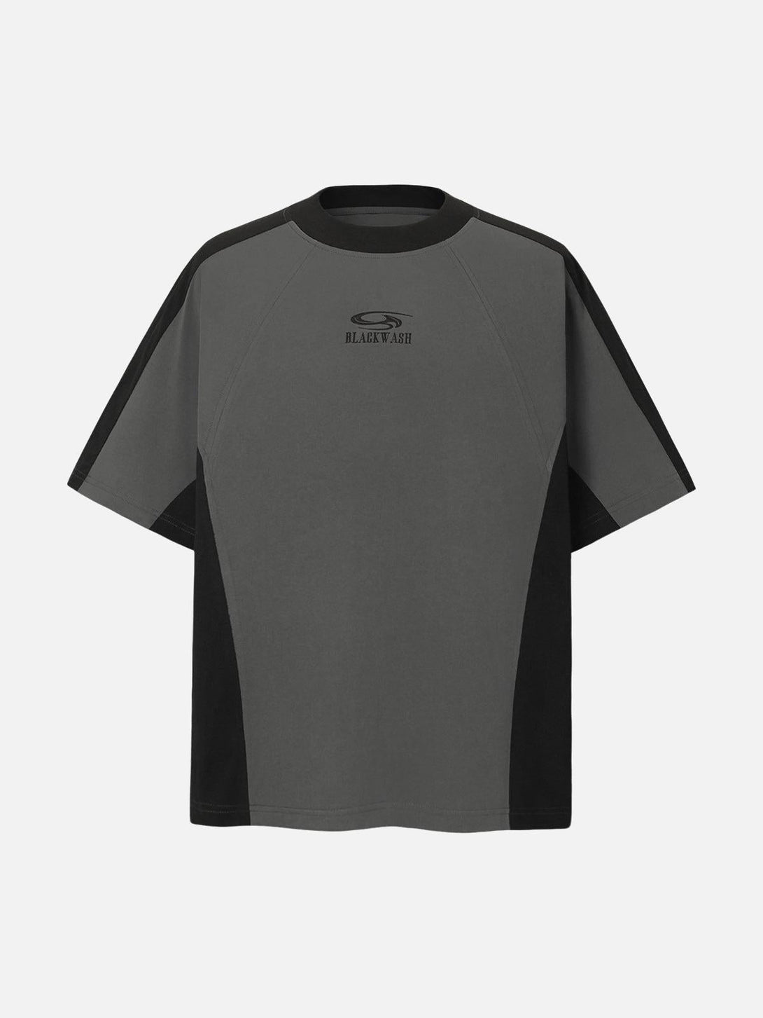 Front view of a TALISHKO dark gray contrast short sleeve T-shirt, ideal for casual outings.