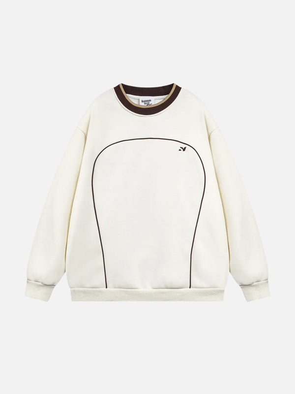 TALISHKO - Contrast Paneled Embroidery Sweatshirt - streetwear fashion - talishko.com