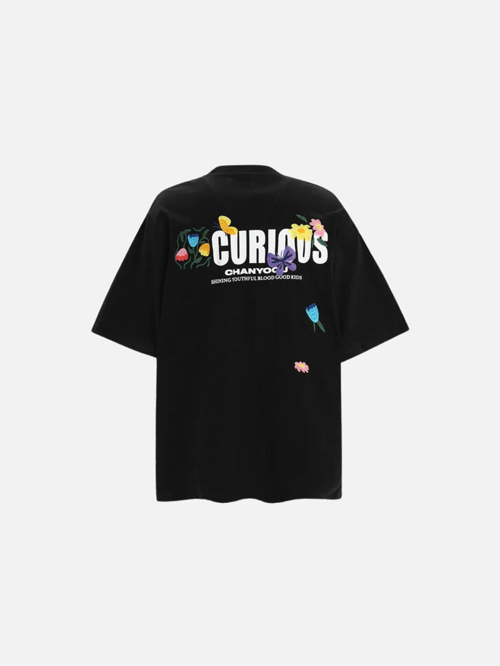 TALISHKO - Curious Garden Flower Embroidery High Street Tee - streetwear fashion - talishko.com