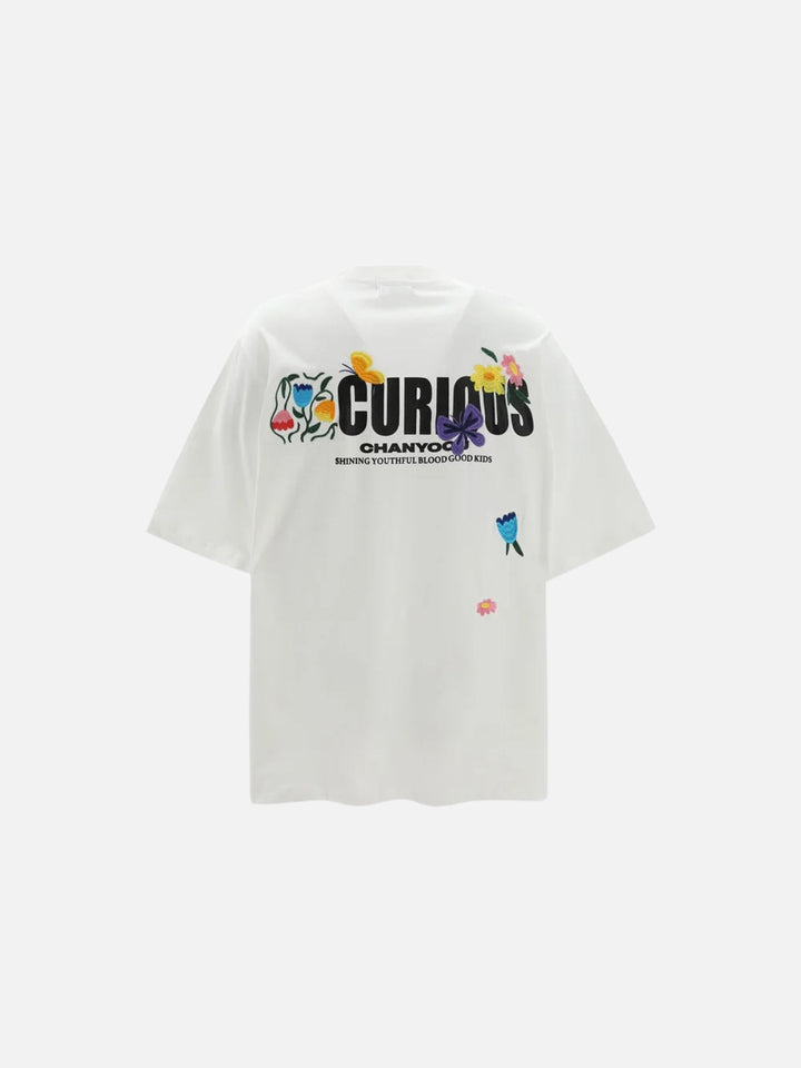 TALISHKO - Curious Garden Flower Embroidery High Street Tee - streetwear fashion - talishko.com