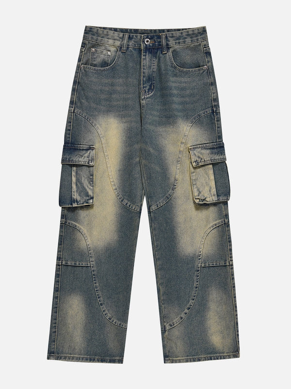 TALISHKO - Curved Patchwork Jeans - streetwear fashion - talishko.com