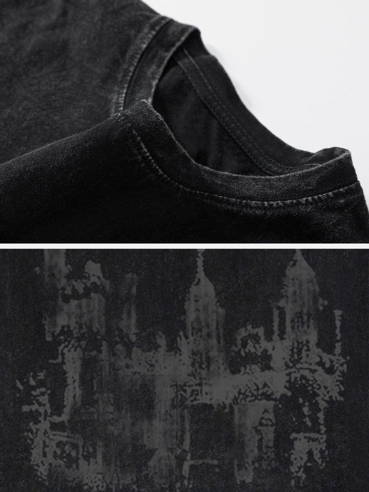 TALISHKO - Dark Castle Graphic Washed Tee- streetwear fashion - talishko.com