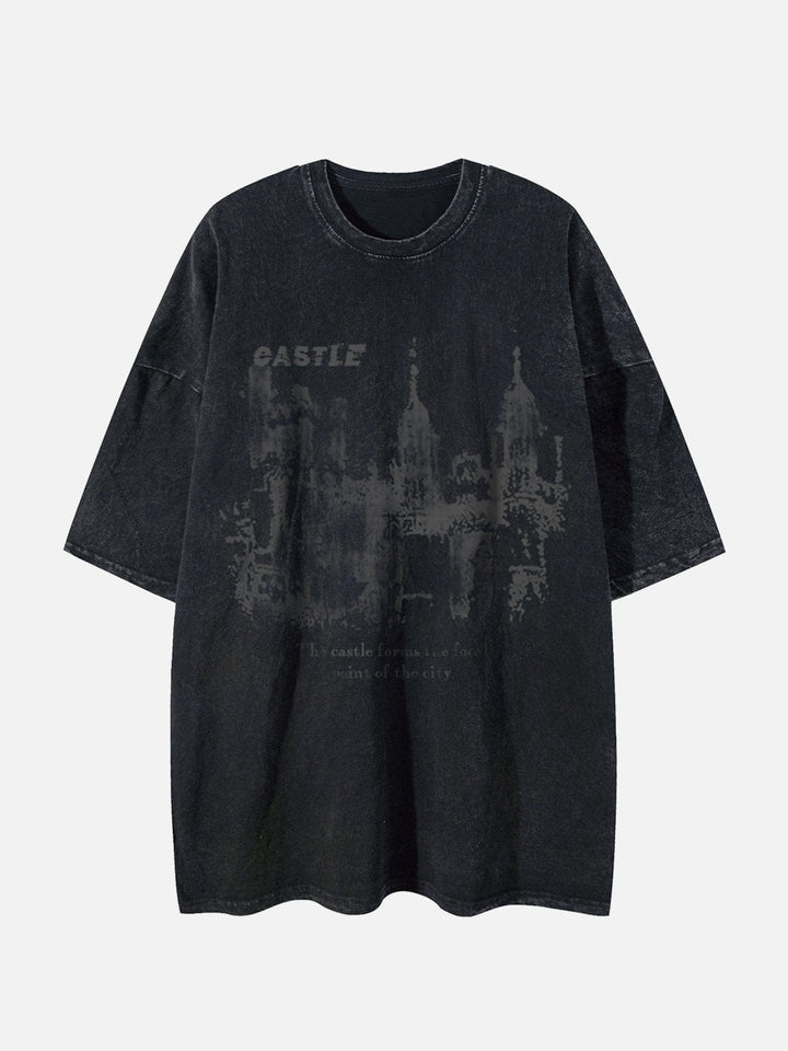 TALISHKO - Dark Castle Graphic Washed Tee- streetwear fashion - talishko.com