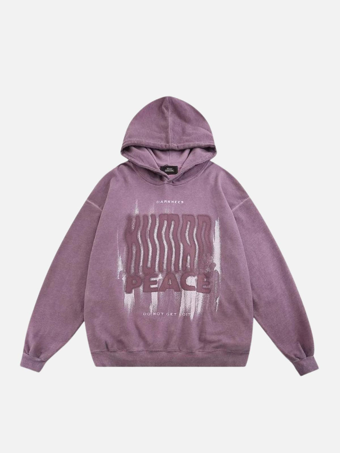 Front view of TALISHKO purple hoodie with a shadow graphic, adding a trendy urban touch.