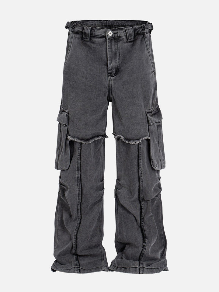 TALISHKO - Deconstruct Fringe Big Pocket Jeans - streetwear fashion - talishko.com