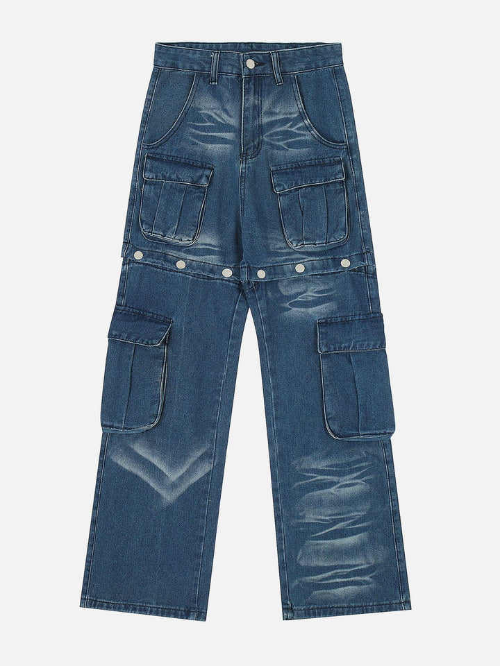 TALISHKO - Detachable Button Straight Jeans, streetwear fashion, talishko.com