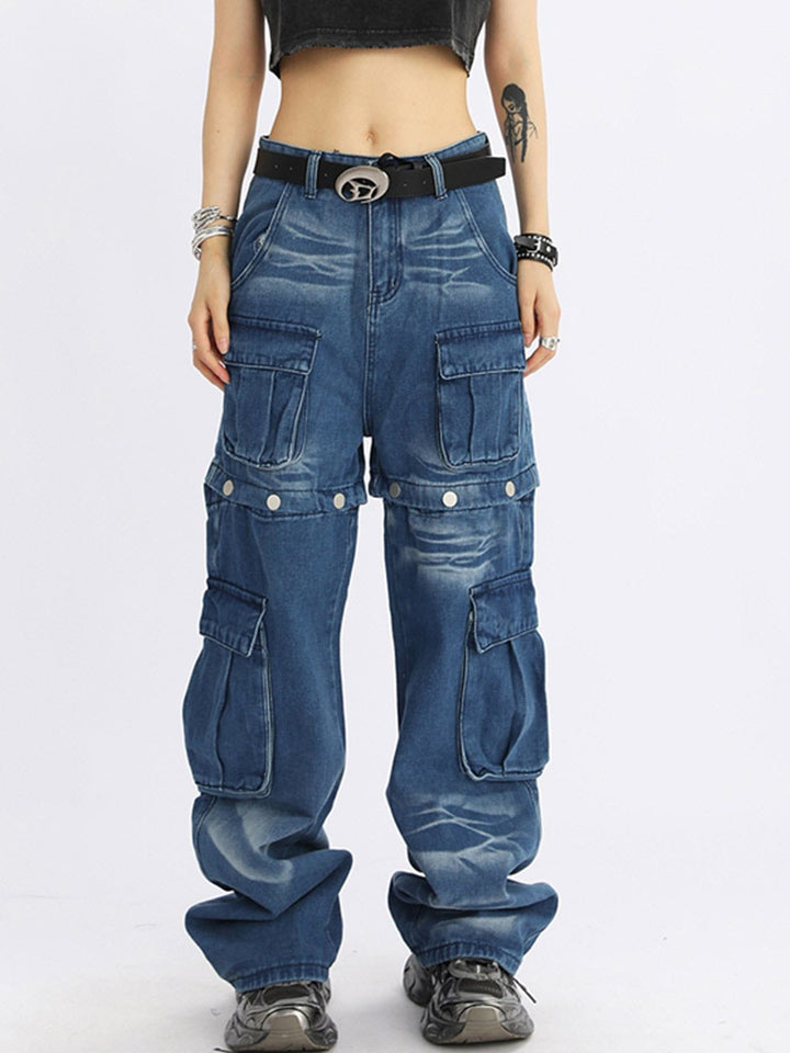 TALISHKO - Detachable Button Straight Jeans, streetwear fashion, talishko.com