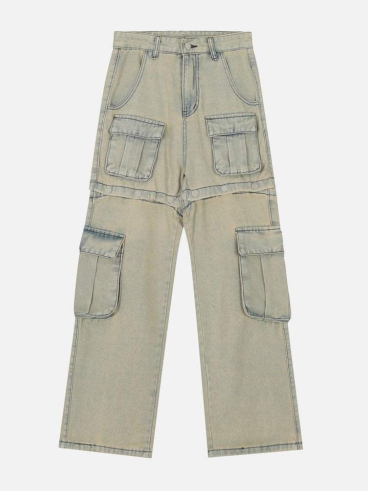 TALISHKO - Detachable Button Straight Jeans, streetwear fashion, talishko.com