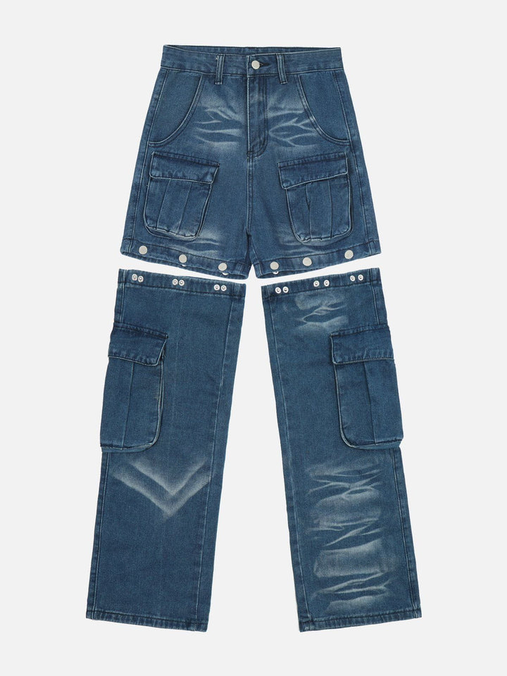 TALISHKO - Detachable Button Straight Jeans, streetwear fashion, talishko.com