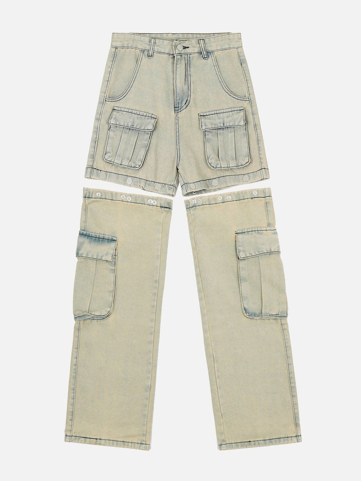 TALISHKO - Detachable Button Straight Jeans, streetwear fashion, talishko.com