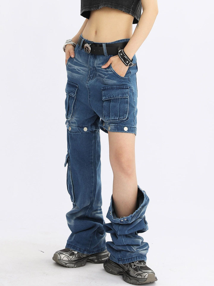 TALISHKO - Detachable Button Straight Jeans, streetwear fashion, talishko.com