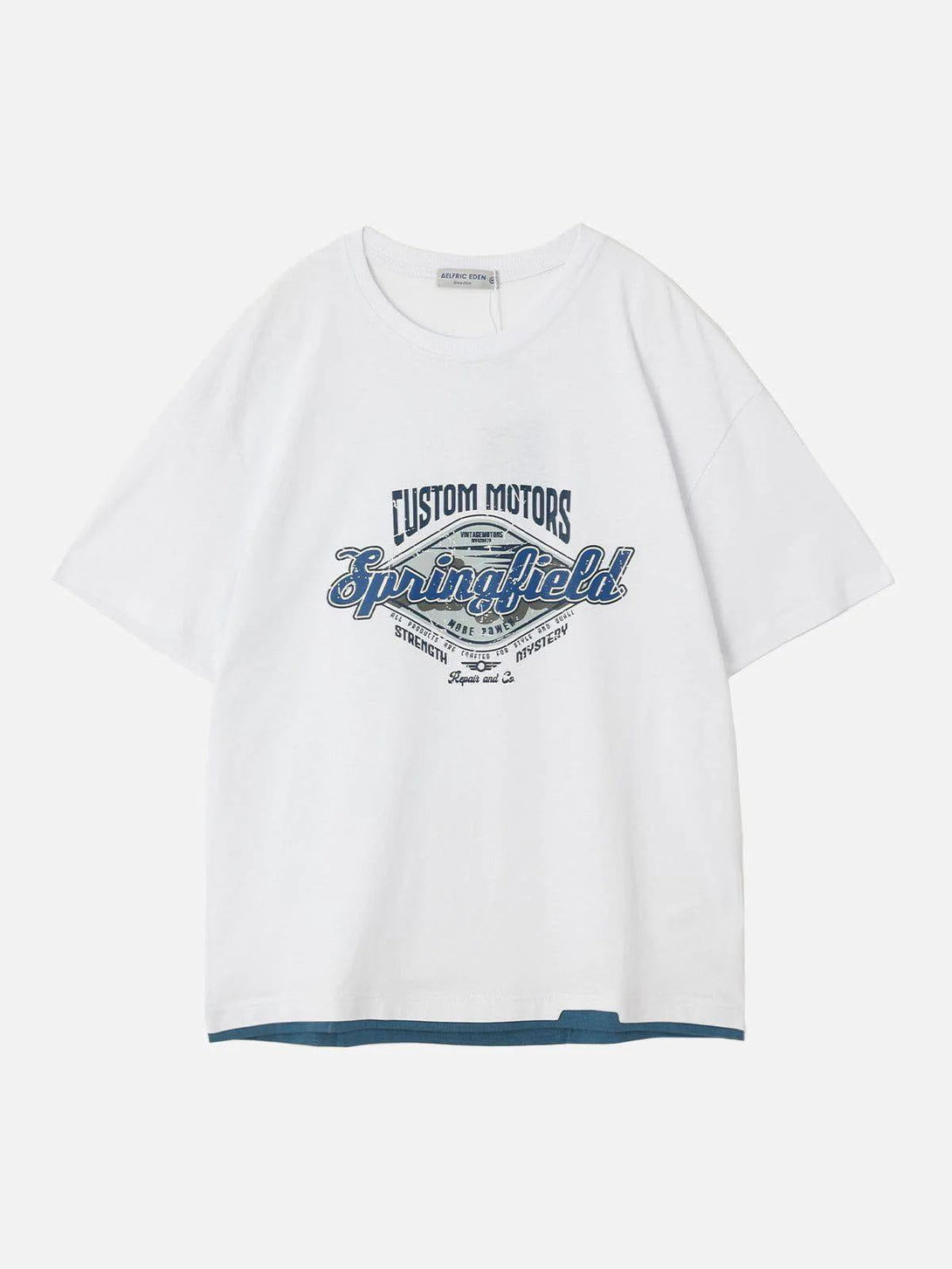 Front view of a white graphic tee by TALISHKO, featuring bold lettering for casual summer style.