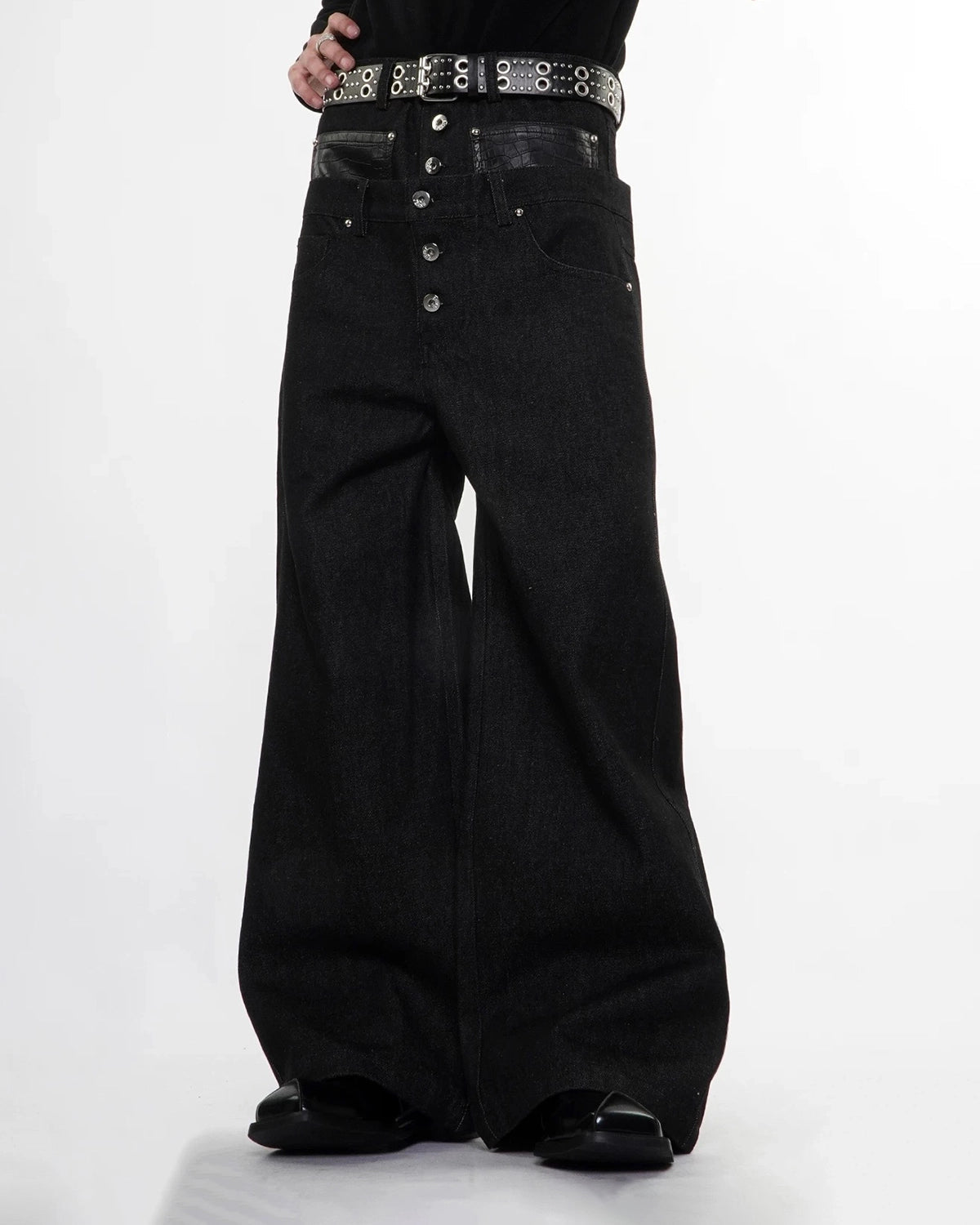 Layered Double Waist Baggiest Jeans, Raw | TALISHKO