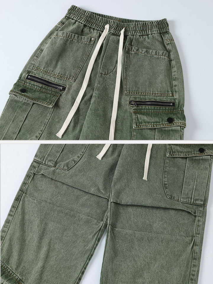 TALISHKO - Drawstring Loose Cargo Jeans, streetwear fashion, talishko.com