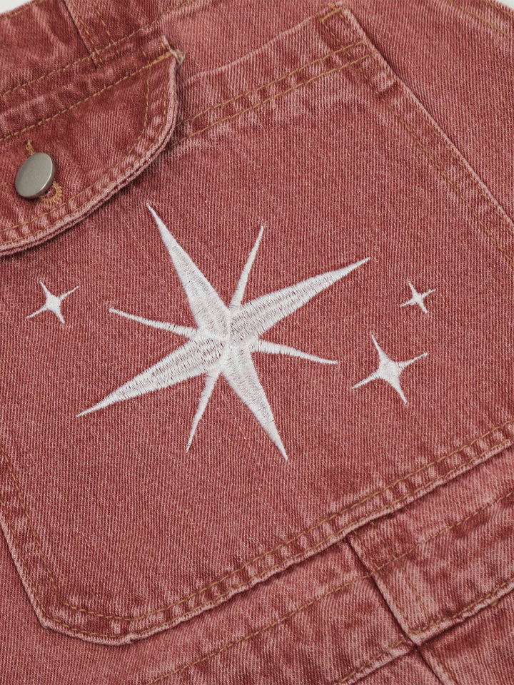 TALISHKO - Embroidery Star Washed Overalls, streetwear fashion, talishko.com