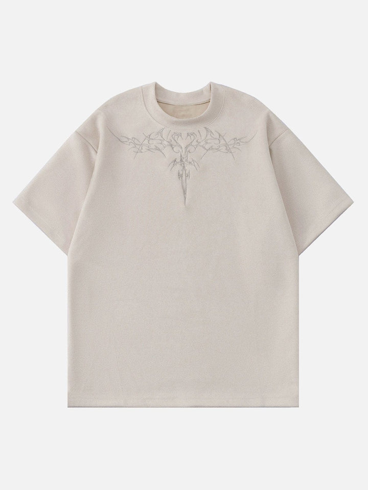 TALISHKO - Embroidery Suede Tee- streetwear fashion - talishko.com