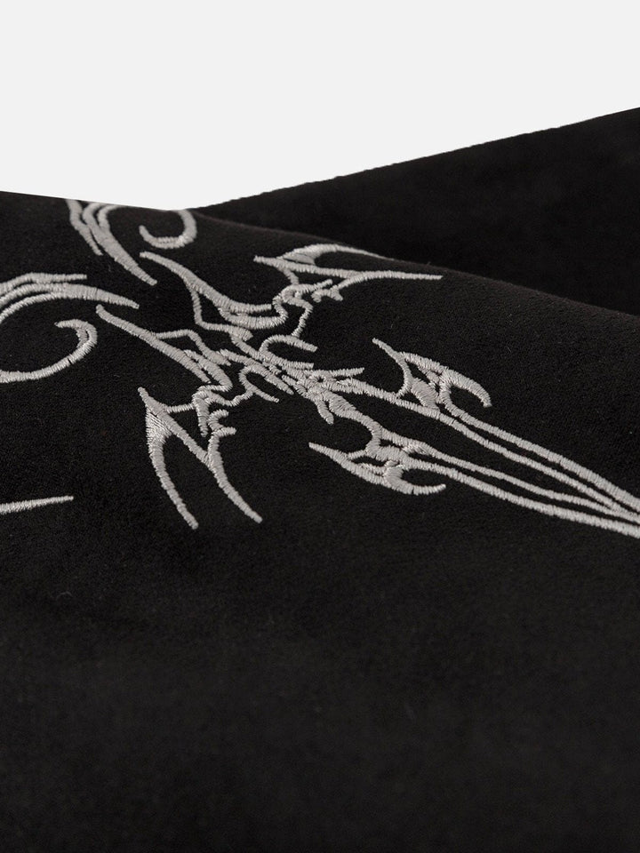 TALISHKO - Embroidery Suede Tee- streetwear fashion - talishko.com