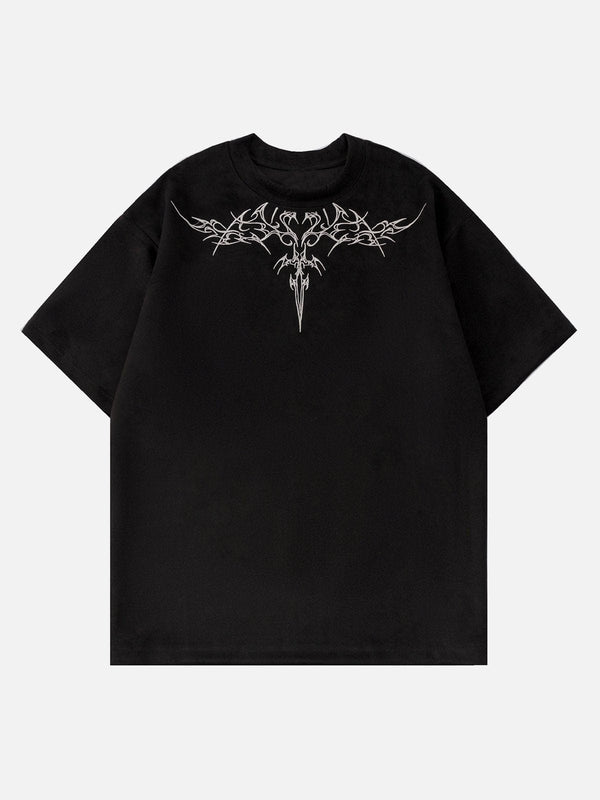 TALISHKO - Embroidery Suede Tee- streetwear fashion - talishko.com