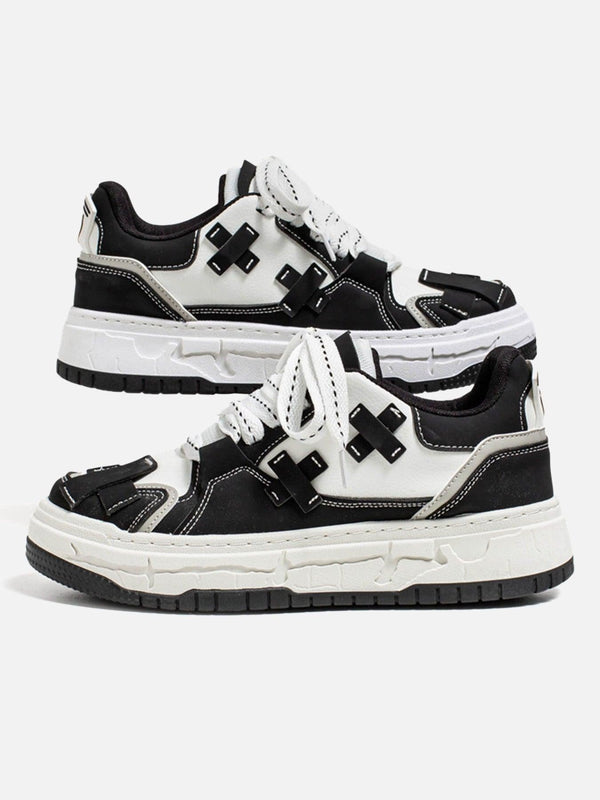 TALISHKO thick-soled board shoes in black, showcasing a stylish side view design.