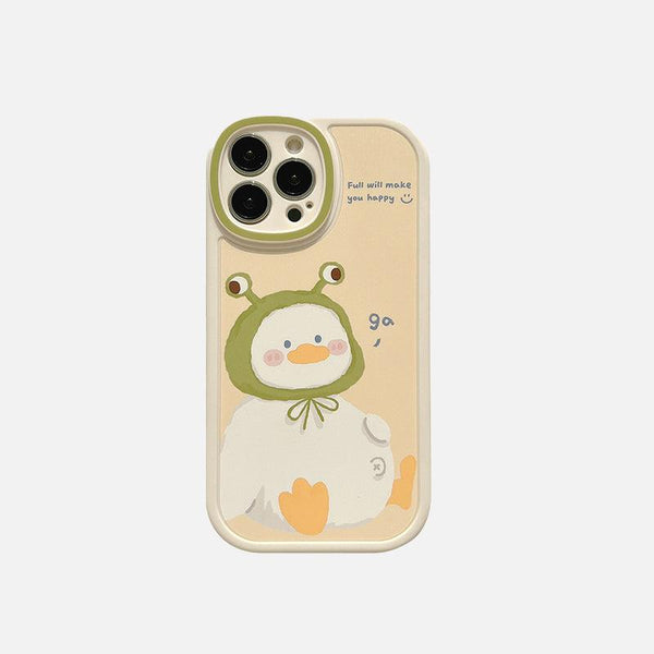 Cute duck-themed iPhone case by TALISHKO, featuring a whimsical design on a soft beige background.